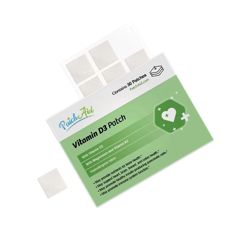 Vitamin D3 with K2 Vitamin Patch by PatchAid (30-Day Supply)
