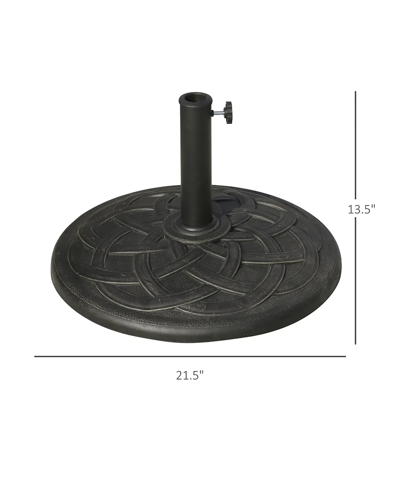 Outsunny 21.5" Round Resin Umbrella Holder Base w/ Decorative Pattern
