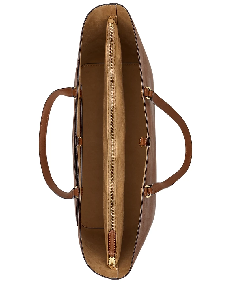 Lauren Ralph Lauren Karly Crosshatch Leather Large Tote