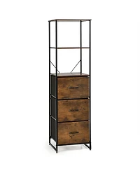 Vertical 3 Drawer Dresser w/ 3 Shelves Tall Storage Tower Chest Freestanding