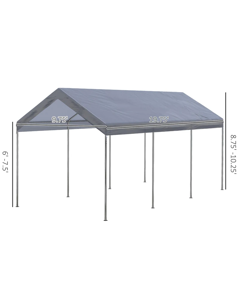 Outsunny 10' x 20' Carport, Portable Garage & Patio Canopy Tent Storage Shelter, Adjustable Height, Anti-uv Cover for Car, Truck, Boat, Catering, Wedd