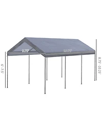 Outsunny 10' x 20' Carport, Portable Garage & Patio Canopy Tent Storage Shelter, Adjustable Height, Anti-uv Cover for Car, Truck, Boat, Catering, Wedd