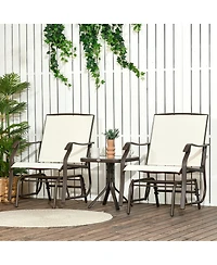 Outsunny 3 Piece Bistro Set with Outdoor Gliders, Glass Top Table,