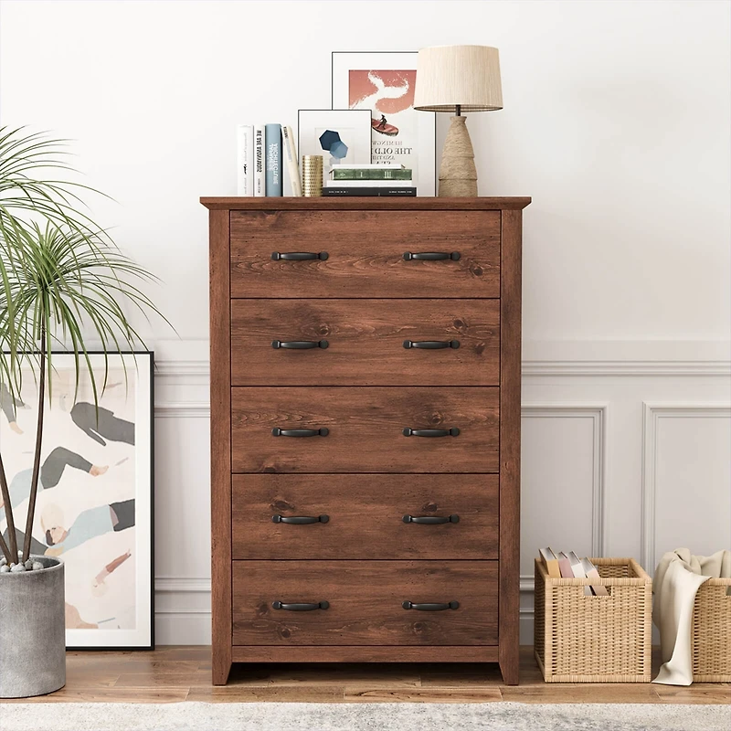 5 Drawer Chest Storage Dresser Tall Cabinet Organizer Bedroom Hallway