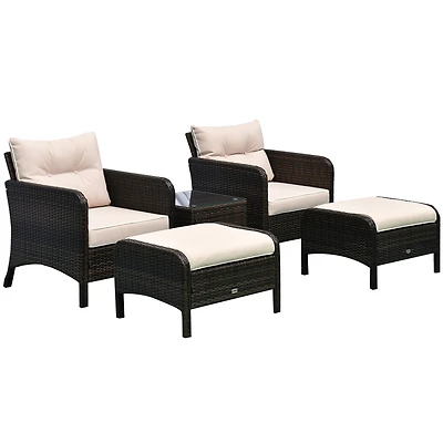 Outsunny 5-Piece Outdoor Rat Patio Set with Table,
