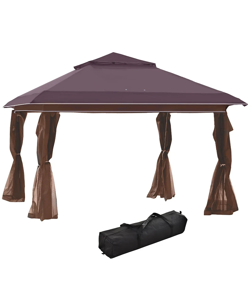 Outsunny 12' x 12' Outdoor Pop-Up Tent Canopy W/ Mesh Sidewalls and Bag,