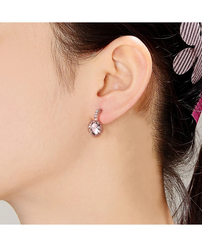Sterling Silver Cubic Zirconia Solitaire Triple Prong Drop Earrings