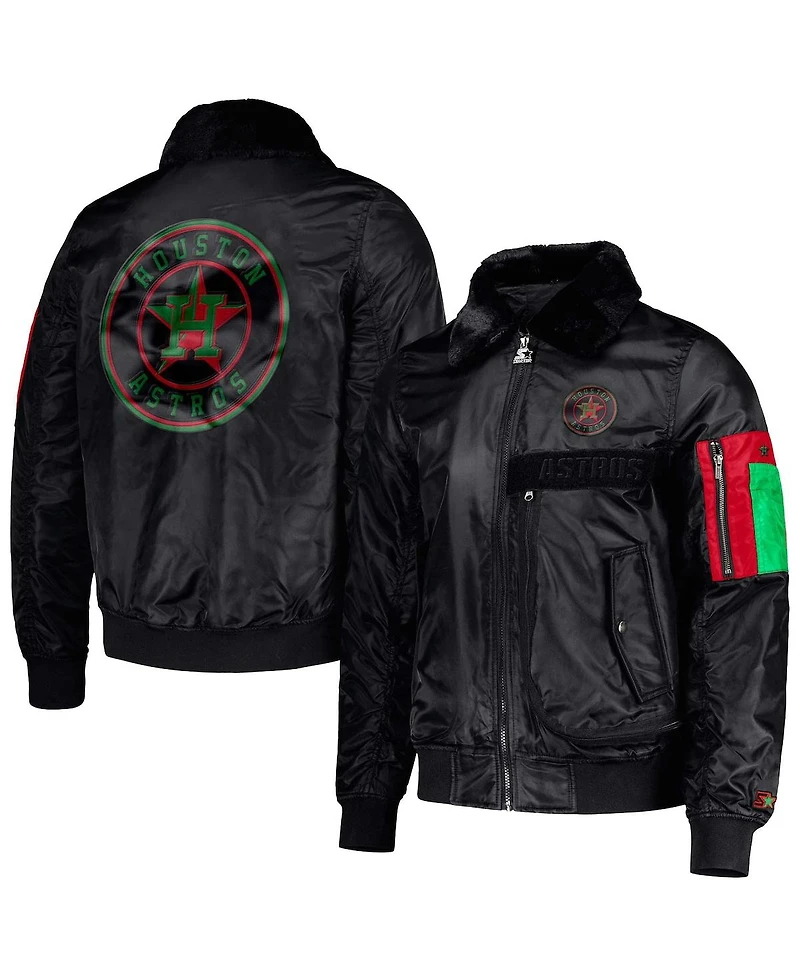 Men's Starter x Ty Mopkins Black Houston Astros Black History Month Satin Full-Zip Jacket