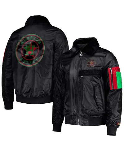 Men's Starter x Ty Mopkins Black Houston Astros Black History Month Satin Full-Zip Jacket