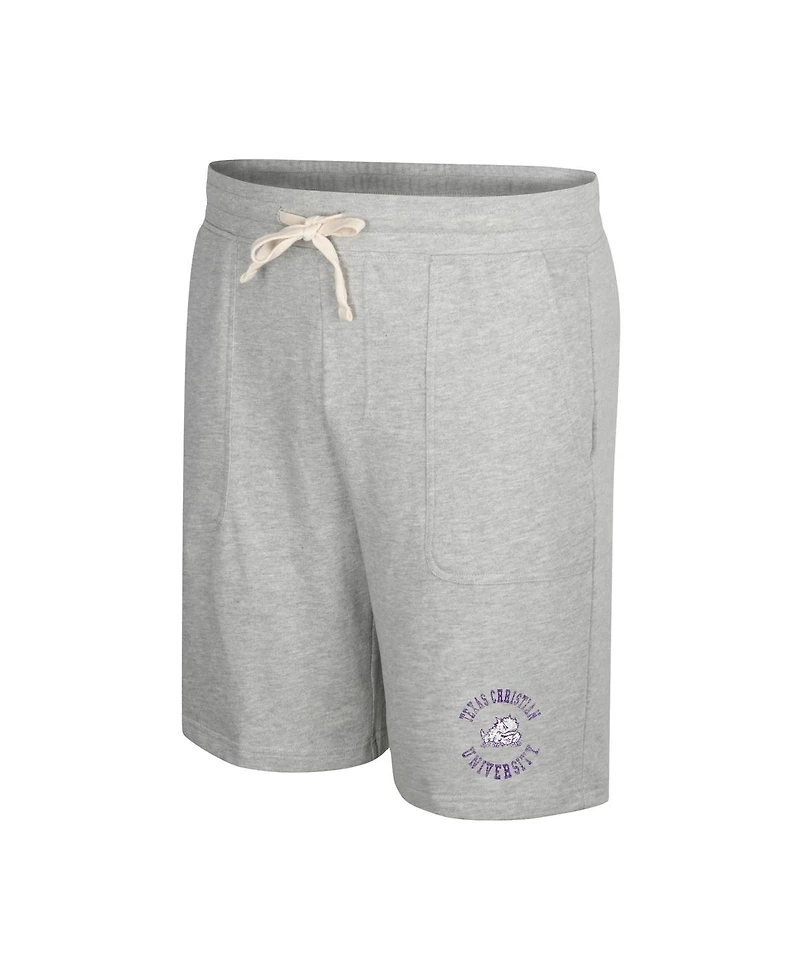 Men's Colosseum Heather Gray Tcu Horned Frogs Love To Hear This Terry Shorts