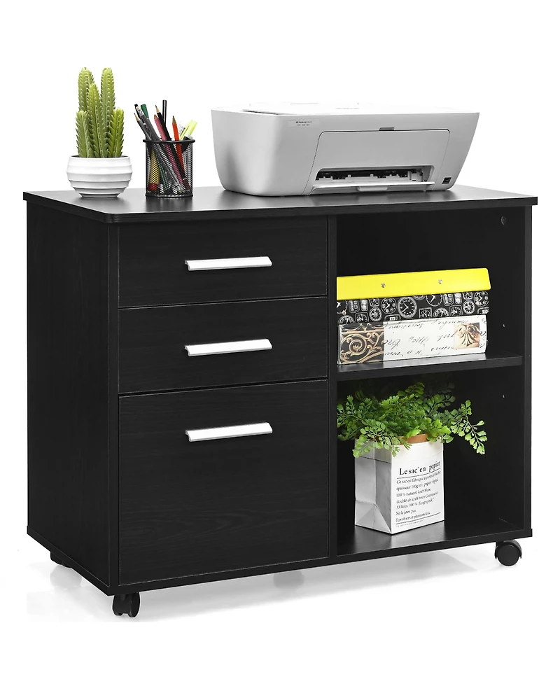 3-Drawer File Cabinet Mobile Lateral Printer Stand