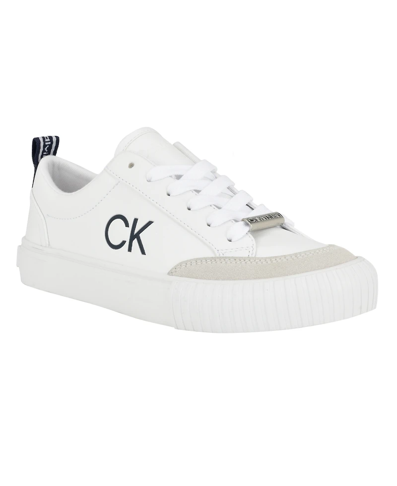 Calvin Klein Women's Lariss Round Toe Lace-up Casual Sneakers - White Multi