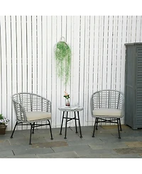 Outsunny 3pc Patio Bistro Set, Pe Rat Barrel Chairs & Table,