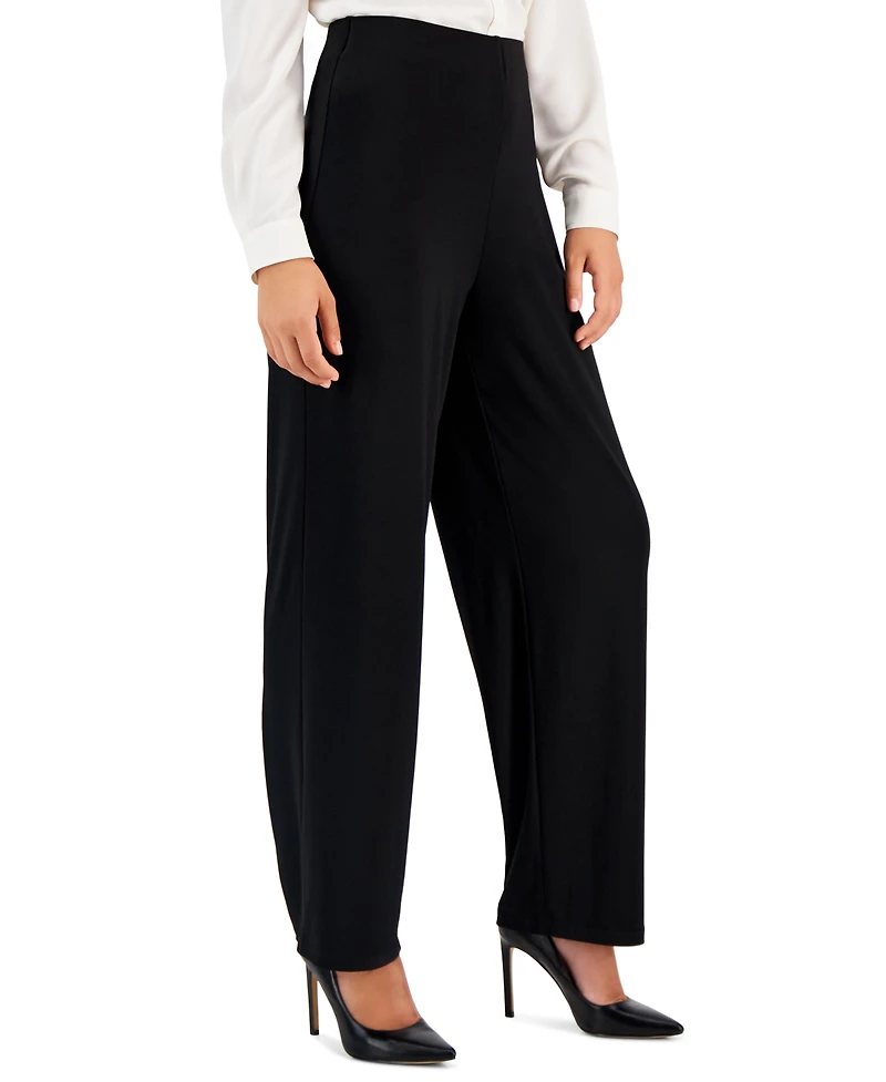Ak Anne Klein Petite Solid Wide-Leg Pull-On Knit Pants, & Short