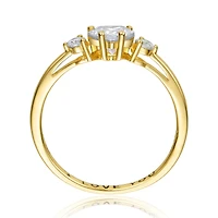 Sterling Silver Heart and Round Clear Cubic Zirconia's Three-Stone "I Love You" Ring