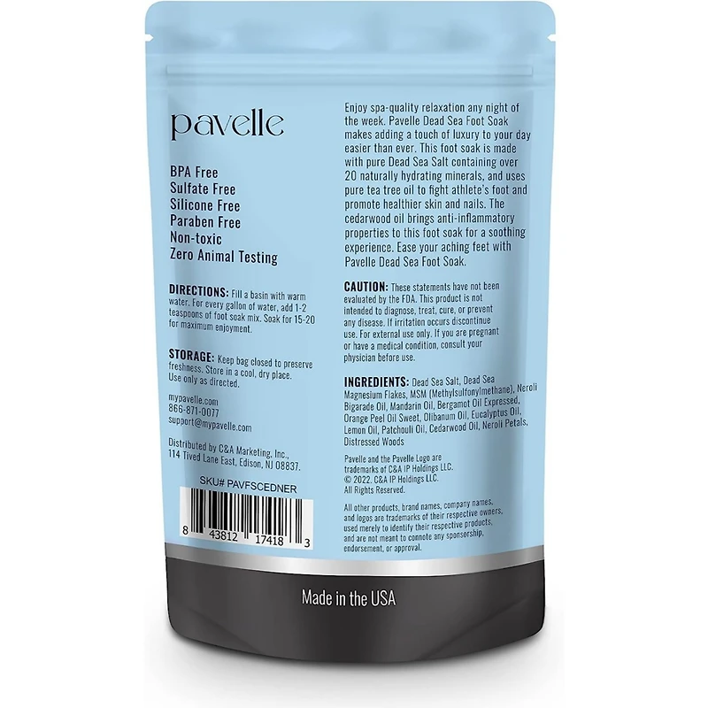 Pavelle Foot Salts for Foot Bath, Dead Sea Salt Spa, Mountain Spring