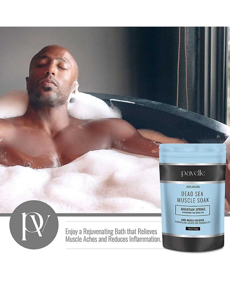 Pavelle Dead Sea Muscle Soak, Bath Sea Salt, Mountain Spring