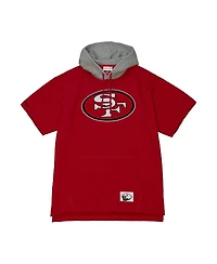 Men's Mitchell & Ness Scarlet San Francisco 49ers Postgame Short Sleeve Hoodie