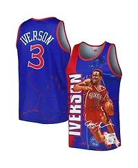 Men's Mitchell & Ness Allen Iverson Royal Philadelphia 76ers 1996-97 Hardwood Classics Player Burst Tank Top