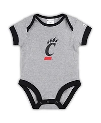 Infant Boys and Girls Champion Black, Heather Gray Cincinnati Bearcats I Wanna Be Three-Pack Bodysuit Set