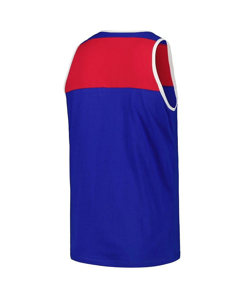 Men's Mitchell & Ness Royal and Red New England Patriots Heritage Colorblock Tank Top