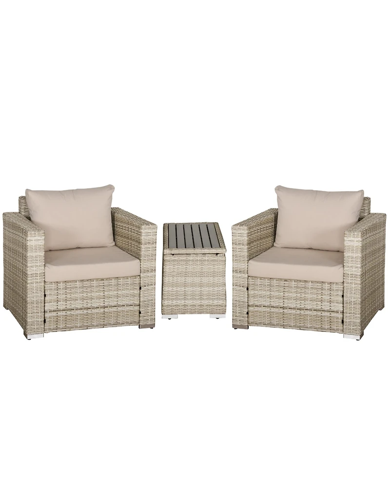 Outsunny 3 Piece Patio Furniture, Balcony Table & Chairs, Cushions,
