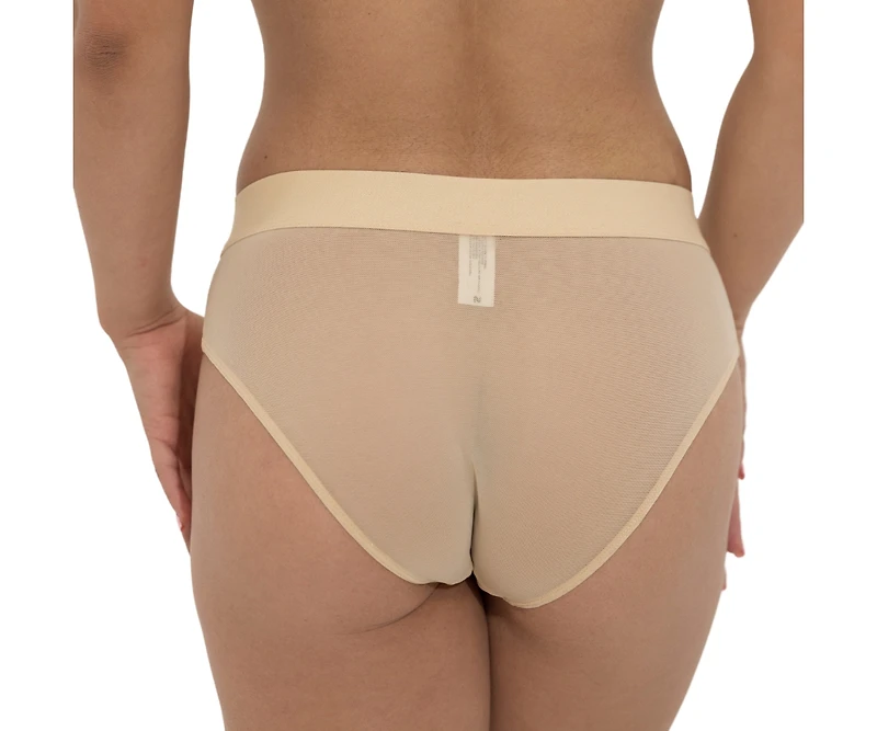 Naked Rebellion Women's Nude Shade Mesh Hipster Bikini Panty