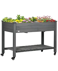 Outsunny 47" x 21" Raised Garden Bed, Elevated Wooden Planter Box,