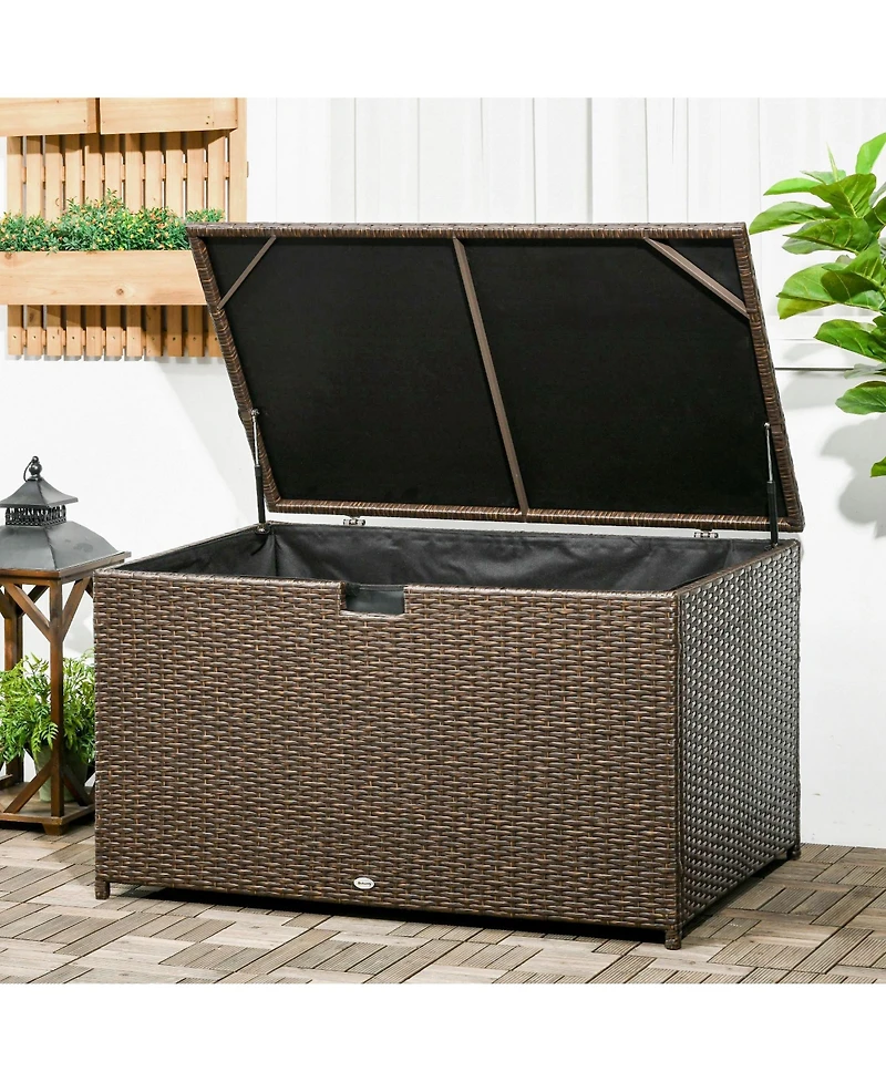 Outsunny 113 Gallon Deck Box with Groove Handle for Garden Tools