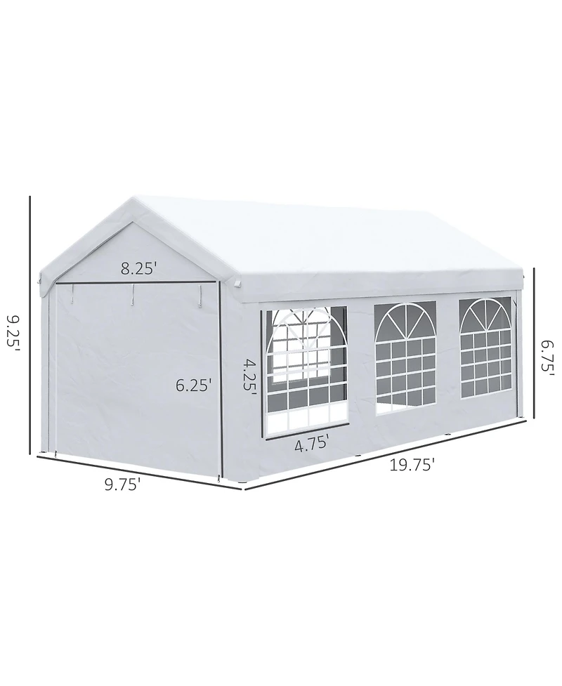 Outsunny 10ft x 20ft Party Tent & Carport, Portable Garage with Sidewalls