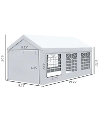 Outsunny 10ft x 20ft Party Tent & Carport, Portable Garage with Sidewalls