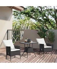 Outsunny 3pc Patio Furniture, Wicker Reclining Chairs & Table,