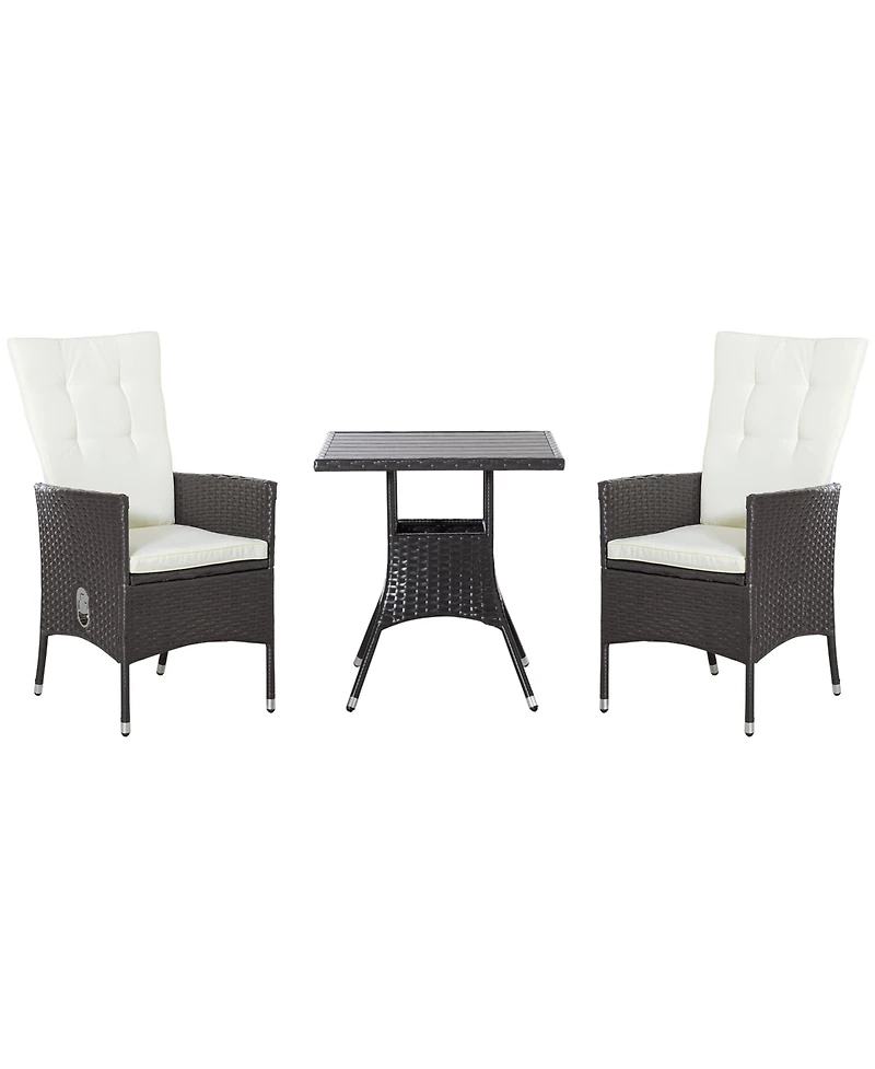 Outsunny 3pc Patio Furniture, Wicker Reclining Chairs & Table,