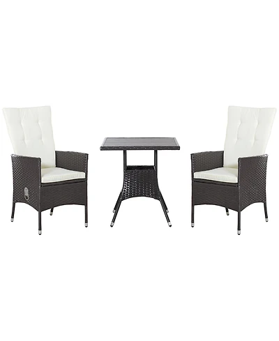 Outsunny 3pc Patio Furniture, Wicker Reclining Chairs & Table,