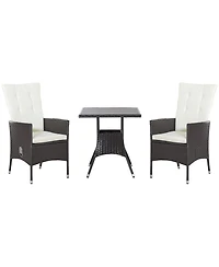 Outsunny 3pc Patio Furniture, Wicker Reclining Chairs & Table,