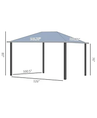 Outsunny 10' x 12' Hardtop Gazebo Canopy with Polycarbonate Roof, Top Vent and Aluminum Frame, Permanent Pavilion Outdoor Gazebo with Netting, for Pat