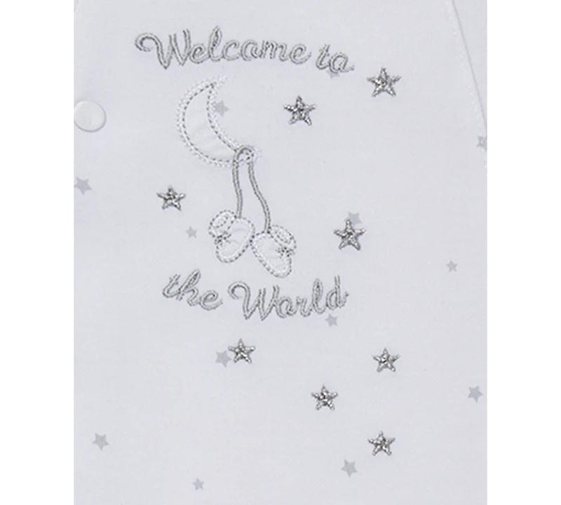 Little Me Baby Boys or Girls Welcome To The World Footed Coverall and Hat, 2 Piece Set