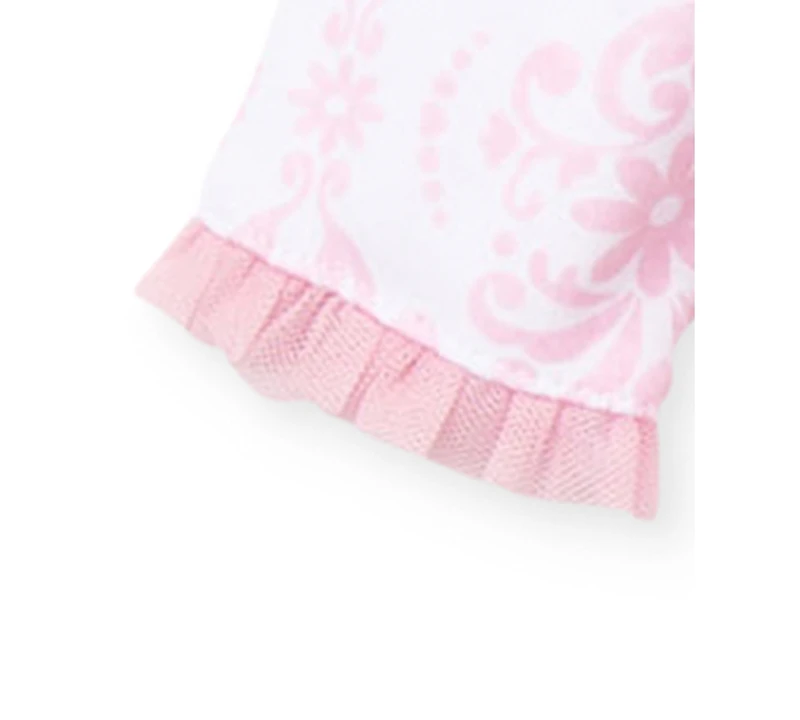 Little Me Baby Girls Damask Footed Coverall and Hat, 2 Piece Set