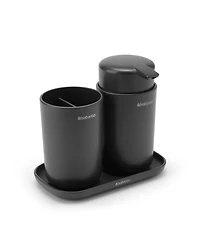 Renew Bathroom Accessory Set of  3 - Soap Dispenser, Toothbrush Holder and Tray