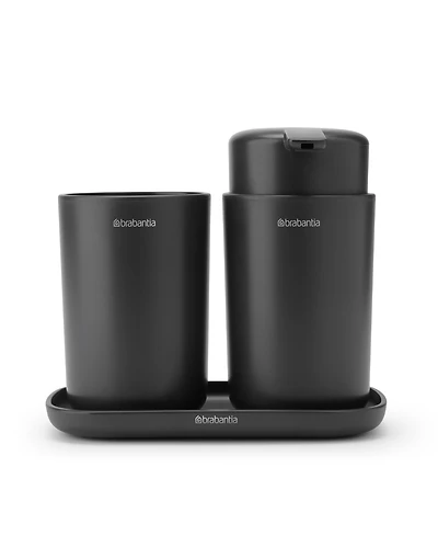Renew Bathroom Accessory Set of  3 - Soap Dispenser, Toothbrush Holder and Tray