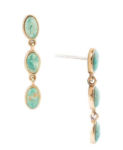 Barse Pharaoh Genuine Blue Turquoise Oval Drop Earrings