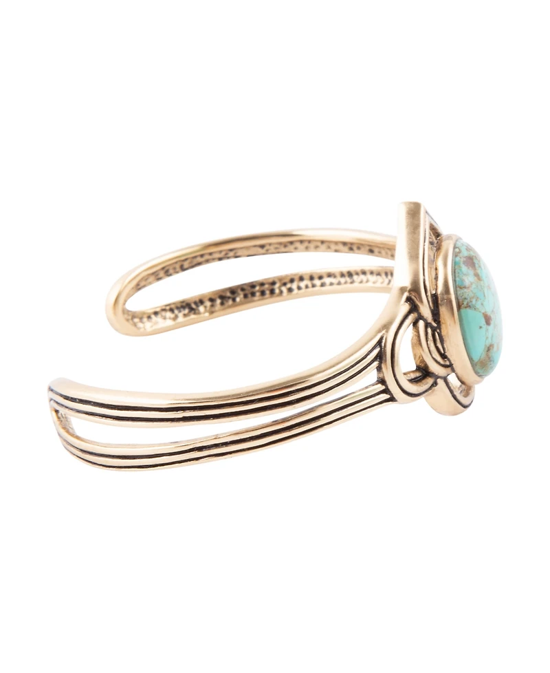 Barse Phoenix Genuine Blue Turquoise Oval Cuff Bracelet