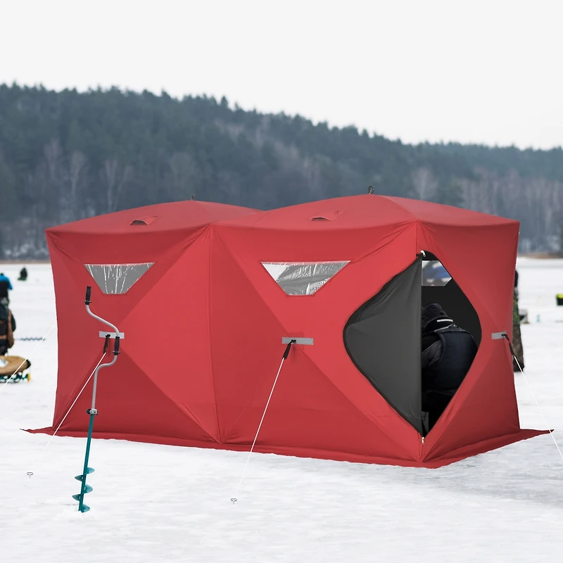 Outsunny 8 People Ice Fishing Shelter Pop-up Ice Fishing Tent,