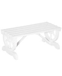 Outsunny 2-Person Garden Bench Outdoor Wagon Wheel Porch Bench for Backyard, Patio, Garden White