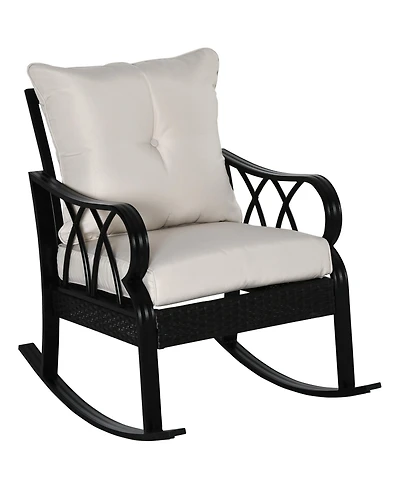 Outsunny Rat Rock Chair with Ergonomic Design, Indoor&Outdoor Aluminum