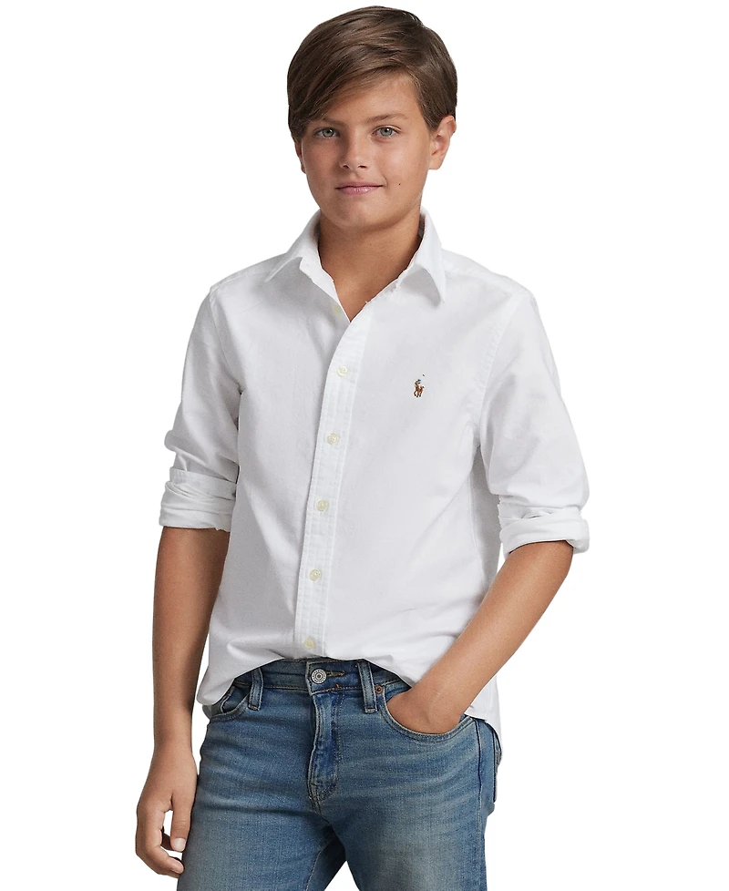 Polo Ralph Lauren Big Boys Embroidered Pony Logo Cotton Oxford Shirt