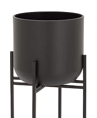 Black Metal Indoor Outdoor Planter with Removable Stand, 12" x 12" x 42"