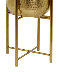 CosmoLiving Metal Deep Recessed Dome Planter with Removable Stand Set of 2