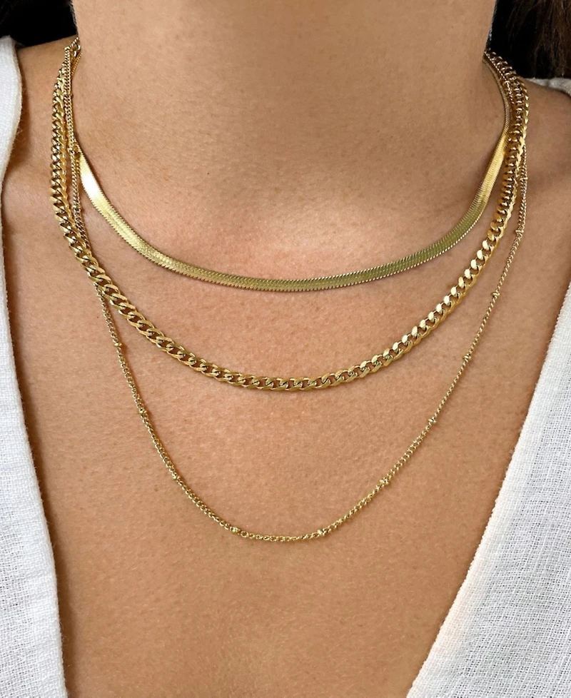 Adornia 18-21" Adjustable Plated Triple Layered Chain Necklace