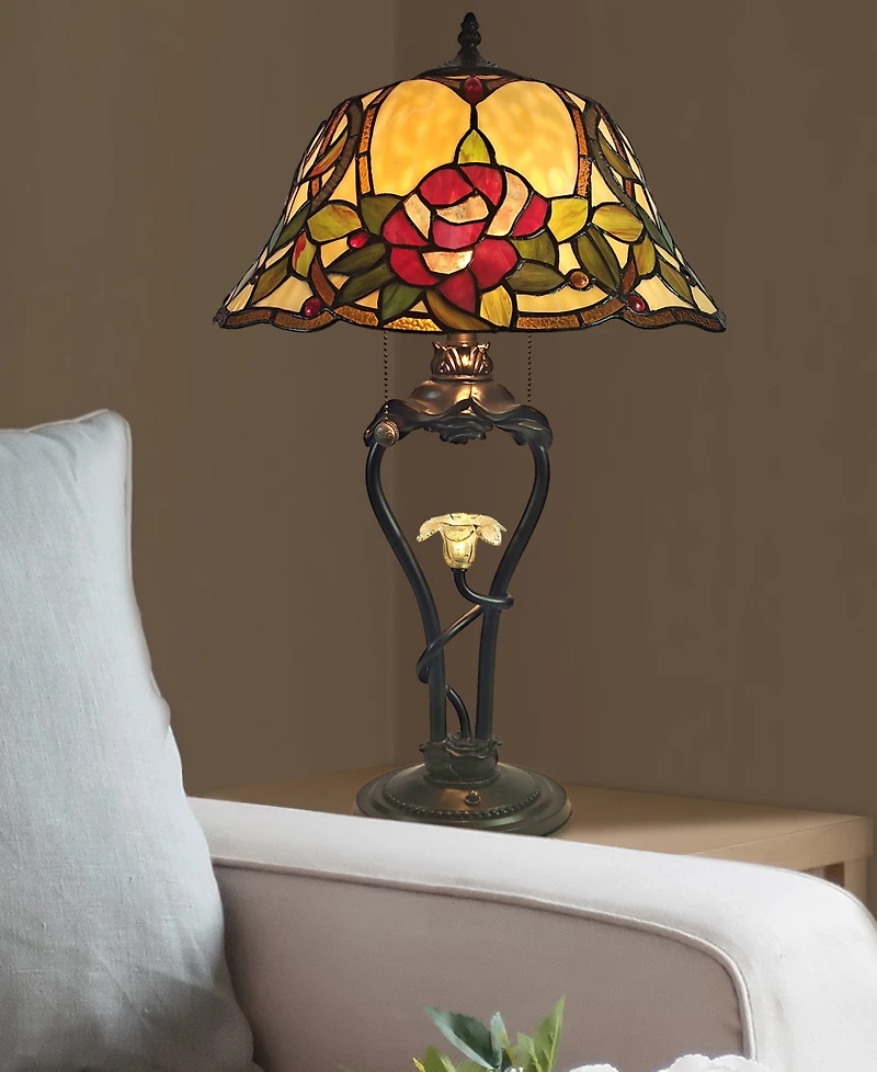 Dale Tiffany Floral Petal Table Lamp with Led Night Light